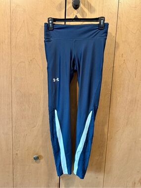 $ Sale Under Armour women’s medium blue leggings with aqua side stripes